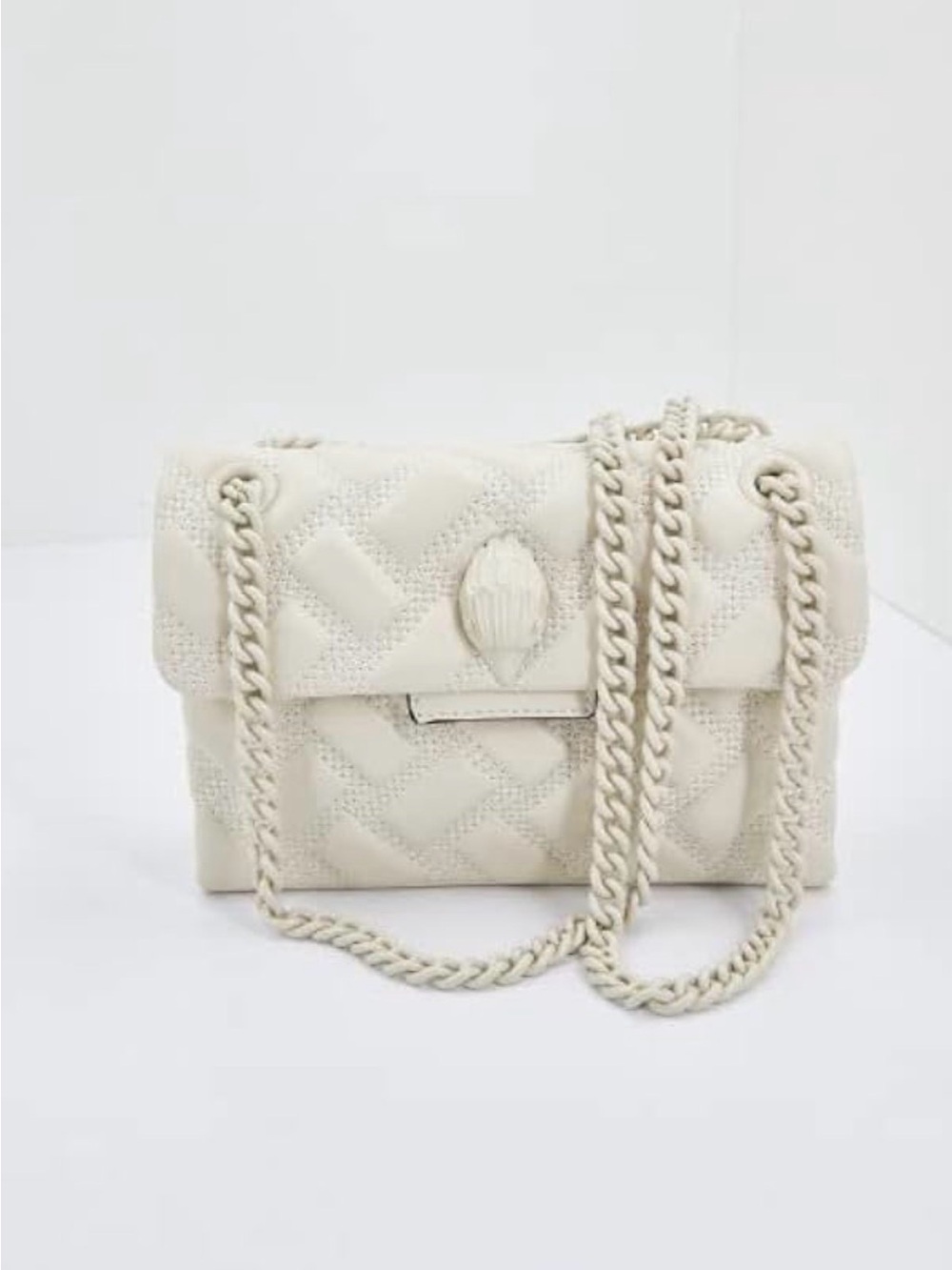 Kurt Geiger Cream Quilted Shoulder Bag with Chain Strap